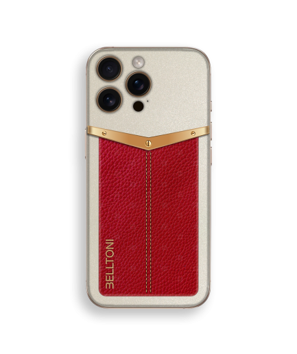 iPhone 16 Pro Max Customized Gold With Carbon & Calf Skin - Red
